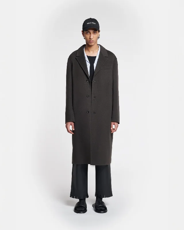 Men's Coats for Big and TallDavian - Double Wool And Silk Blend Coat - Anthracite